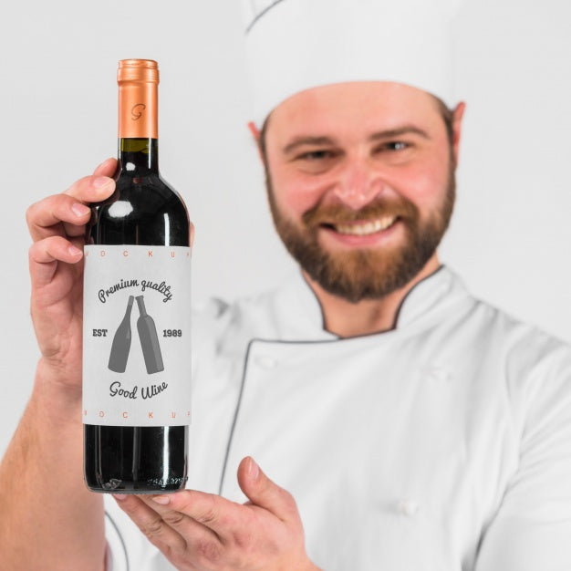 Free Man Presenting Wine Bottle Psd