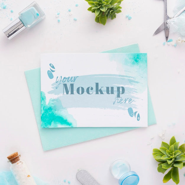 Free Manicure Elements Assortment With Card Mock-Up Psd