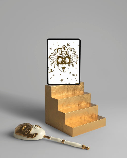 Free Masks On Stick And Stairs Mock-Up Psd
