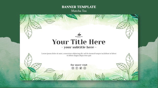 Free Matcha Tea Concept Banner Template Mock-Up Psd