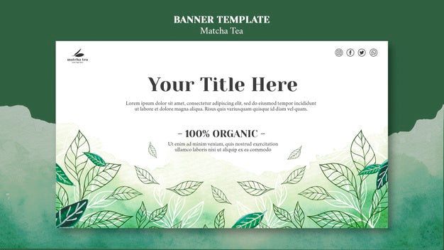 Free Matcha Tea Concept Banner Template Mock-Up Psd