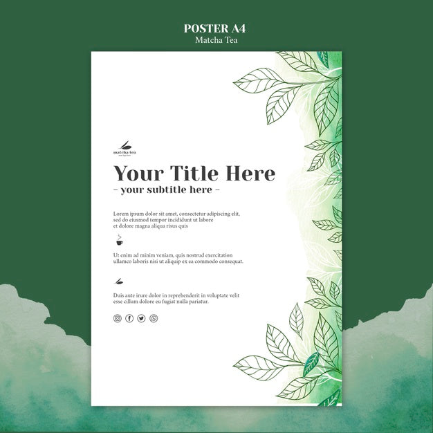 Free Matcha Tea Poster Concept Mock-Up Psd