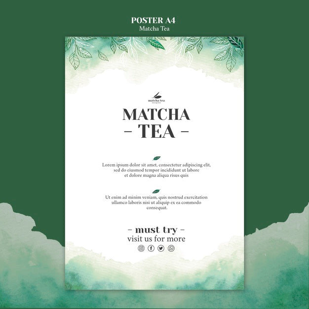 Free Matcha Tea Poster Concept Mock-Up Psd