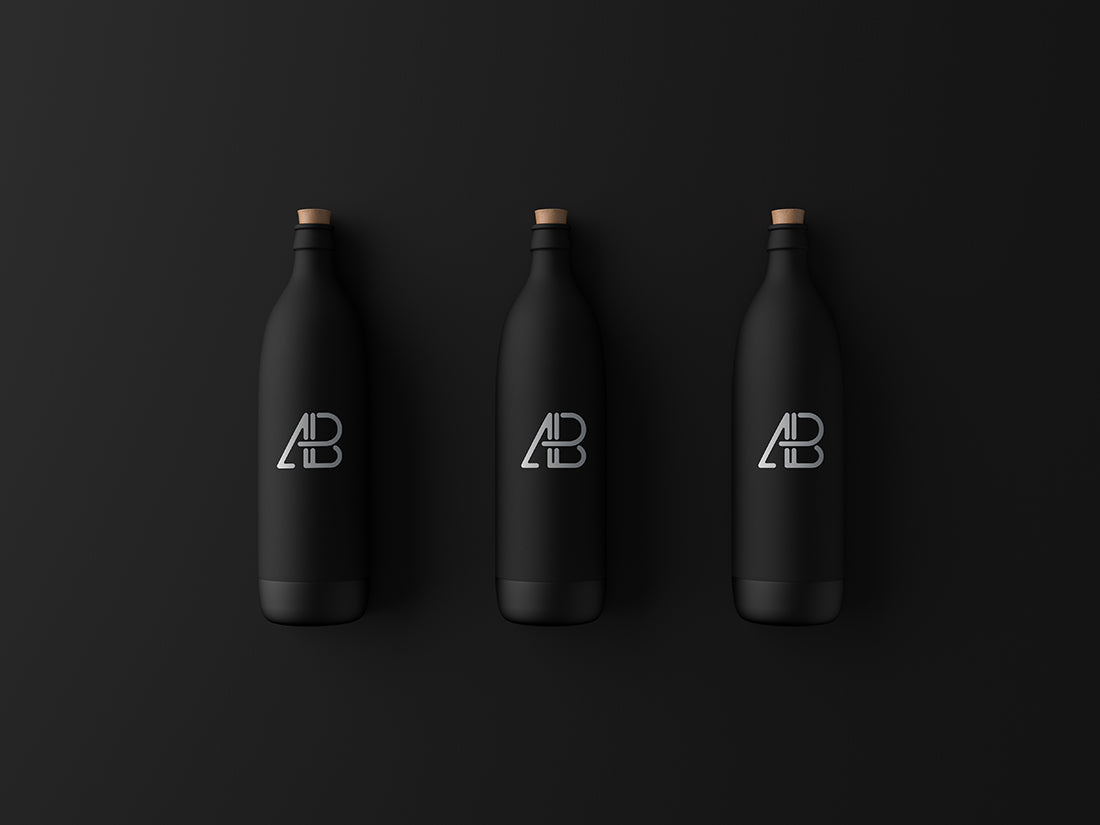 Free Matte Black Bottle Mockup