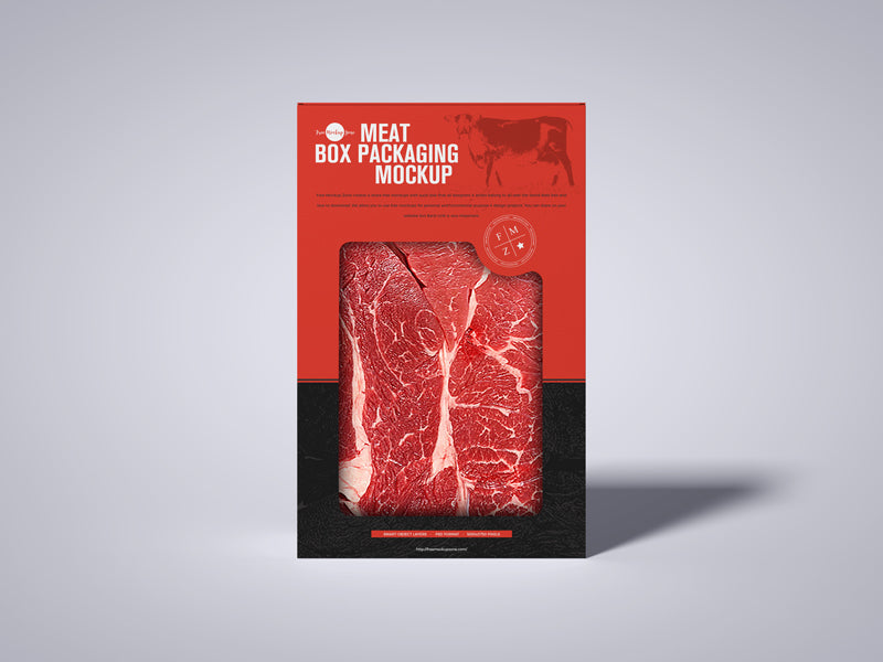 Free Meat Cutout Box Packaging Mockup