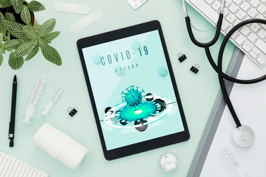 Free Medical Desk With Tablet Arrangement Psd