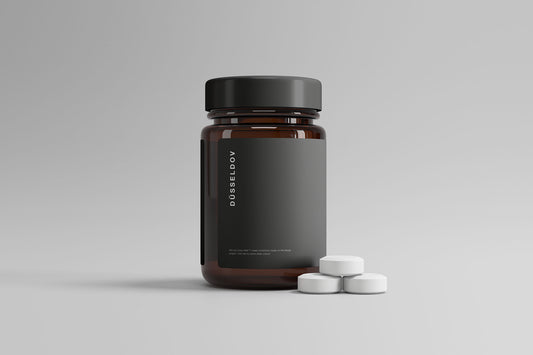 Free Medicine Bottle With Pills Mockup