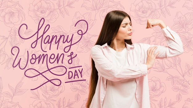 Free Medium Shot Girl Posing On Women'S Day Psd