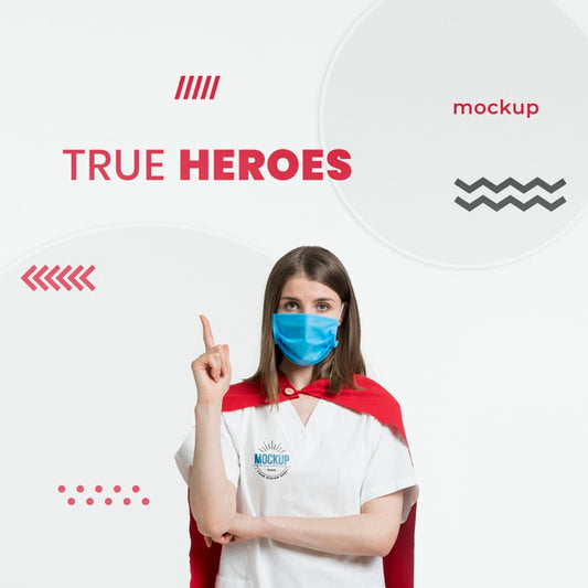 Free Medium Shot Woman Wearing Mask Psd