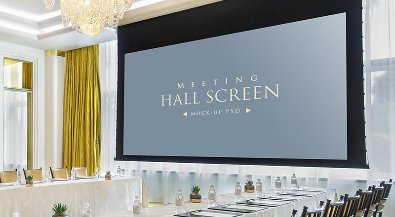 Free Meeting Hall Screen Mockup Psd