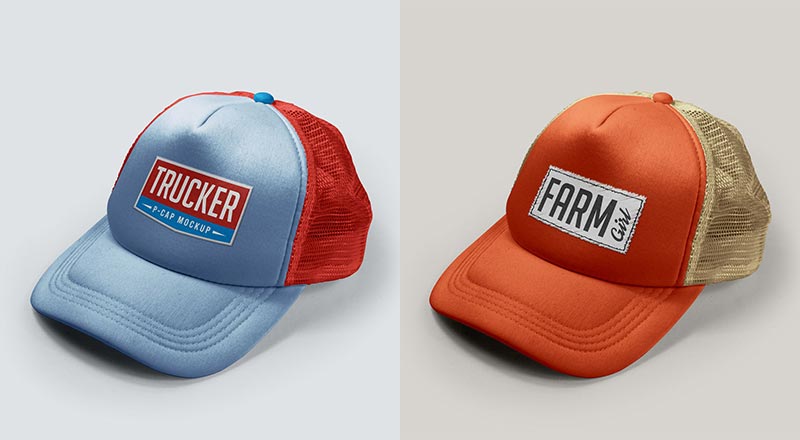 Free Men / Women Summer Trucker P-Cap Mockup Psd