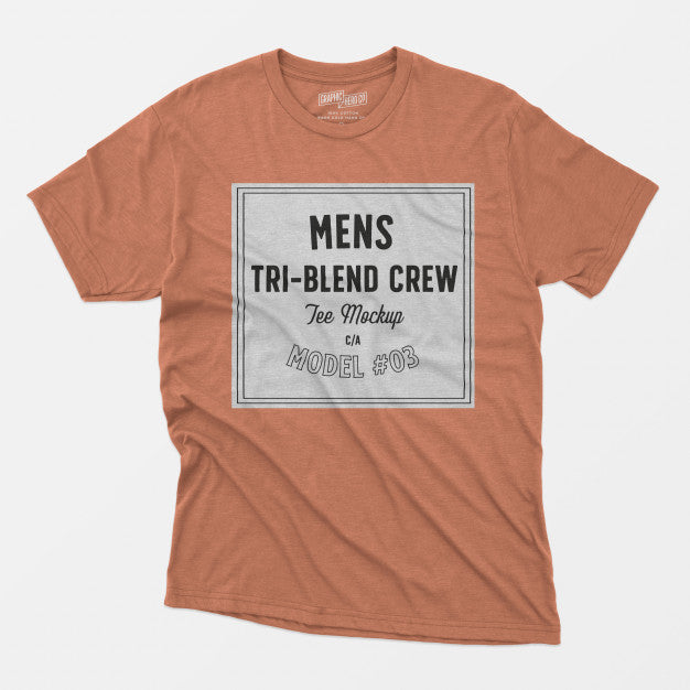 Free Mens Tri-Blend Crew Tee Mockup 03 Psd