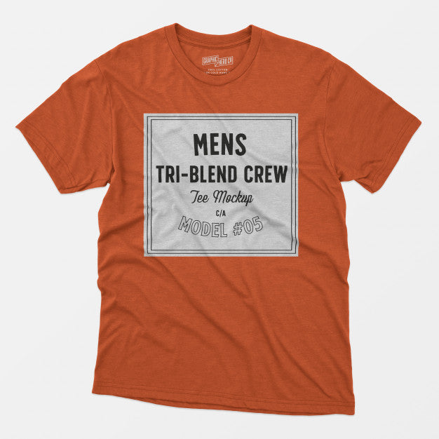 Free Mens Tri-Blend Crew Tee Mockup 05 Psd