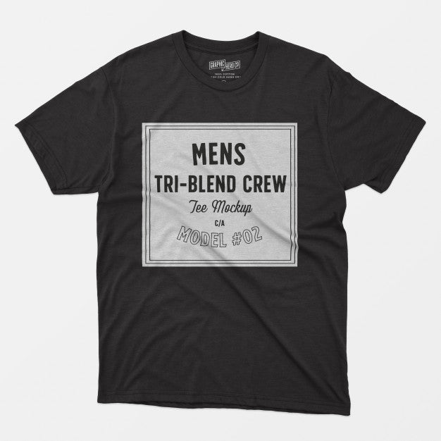 Free Mens Tri-Blend Crew Tee Mockup Psd