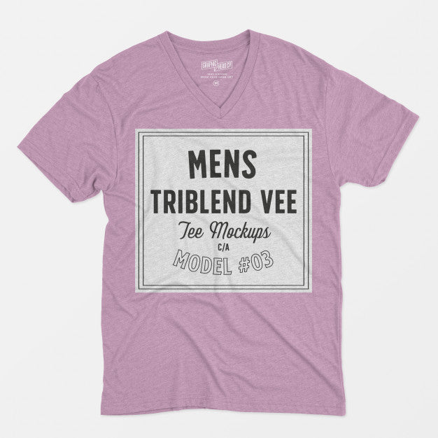 Free Mens Triblend Vee Tee Mockup 03 Psd