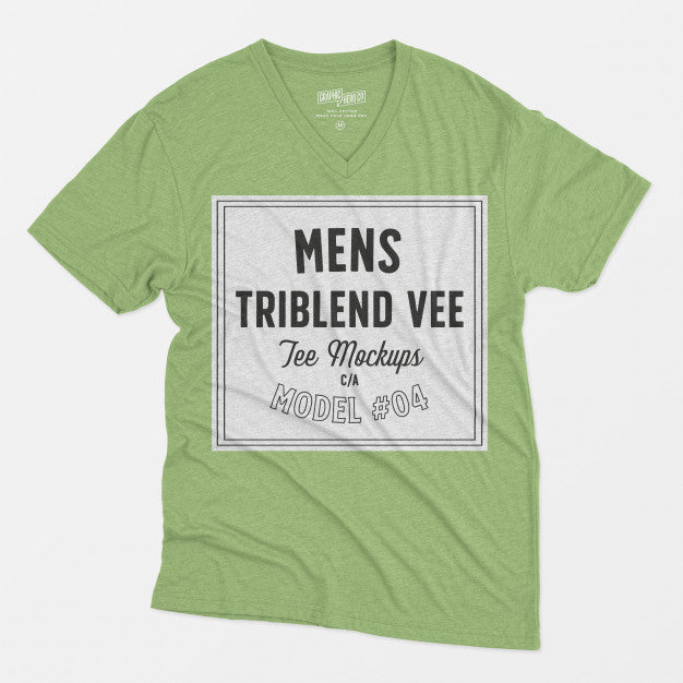 Free Mens Triblend Vee Tee Mockup 04 Psd