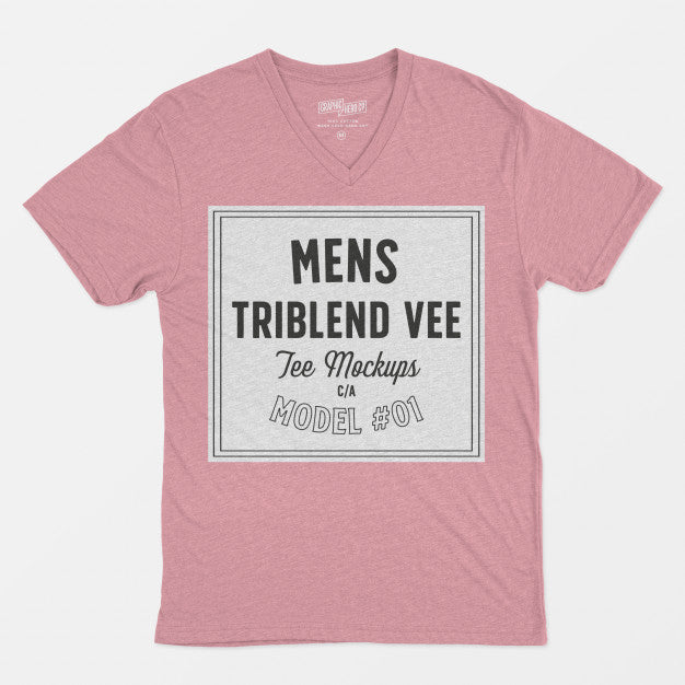 Free Mens Triblend Vee Tee Mockup Psd