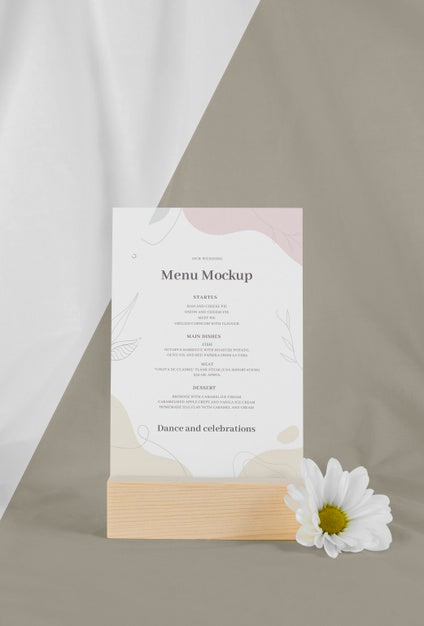 Free Menu Mock-Up With White Flower Psd