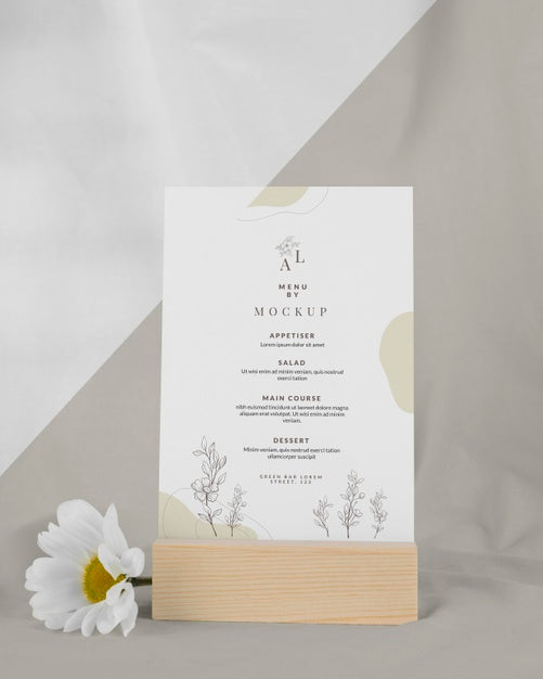 Free Menu Mock-Up With White Flower Psd