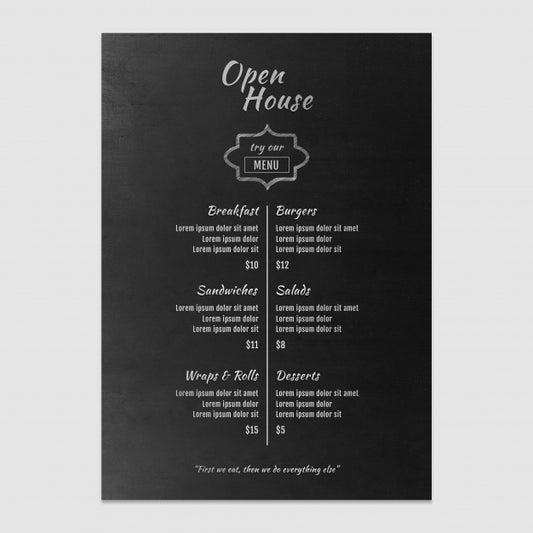 Free Menu Mockup Psd