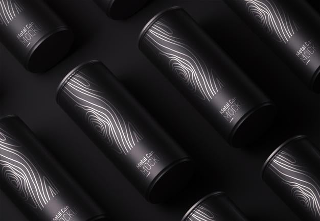 Free Metal Black Can Packaging Pattern Mock-Up Psd