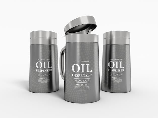 Free Metal Flip Cover Oil Dispenser Bottle Mockup Psd