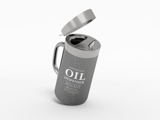 Free Metal Flip Cover Oil Dispenser Bottle Mockup Psd