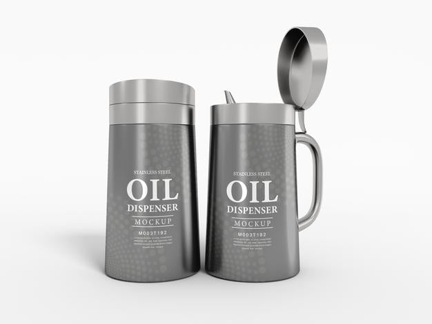 Free Metal Flip Cover Oil Dispenser Bottle Mockup Psd