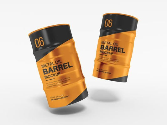 Free Metal Oil Barrel Drum Packaging Mockup Psd