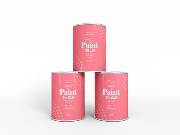 Free Metal Paint Tin Can Packaging Mockup Psd