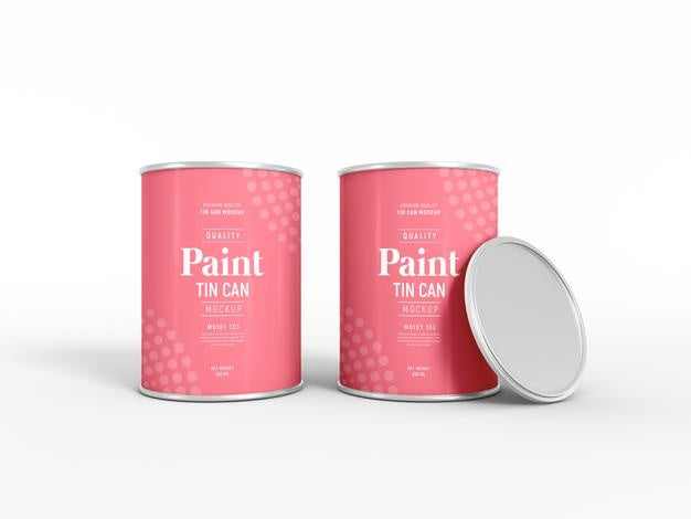 Free Metal Paint Tin Can Packaging Mockup Psd