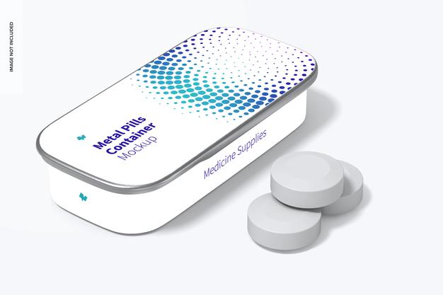 Free Metal Slide Top Tin Pills Container Mockup Psd