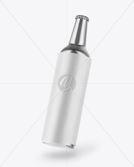 Free Metallic Drink Bottle W/ Holder Mockup