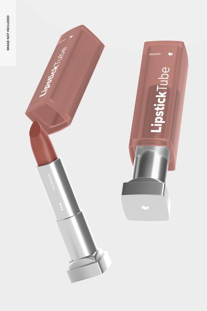 Free Metallic Lipstick Tubes Mockup, Falling Psd