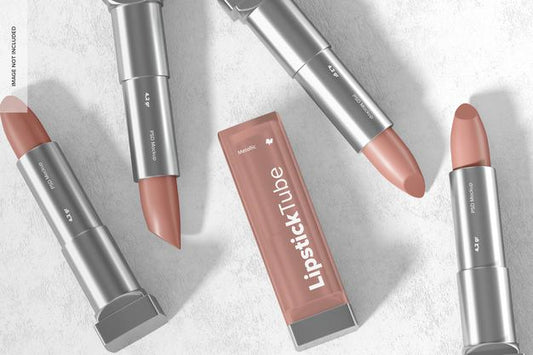 Free Metallic Lipstick Tubes Set Mockup, Psd