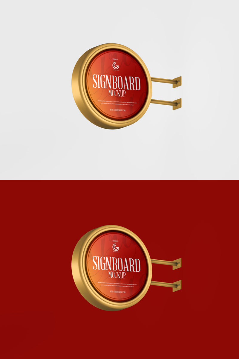 Free Metallic Round Signboard Mockup Psd