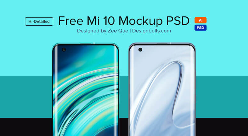 Free Mi 10 Mockup Psd & Ai