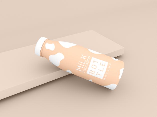 Free Milk Bottle Packaging Mockup Psd