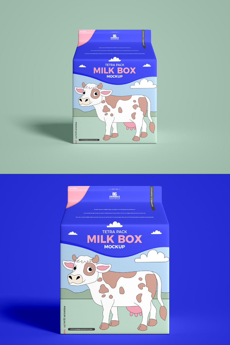 Free Milk Carton Box Mockup