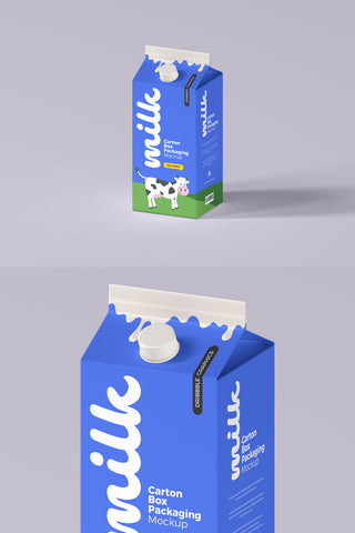 Free Milk Carton Box Packaging Mockup