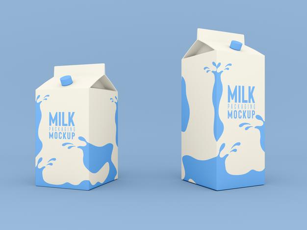 Free Milk Packaging Box Mockup Psd