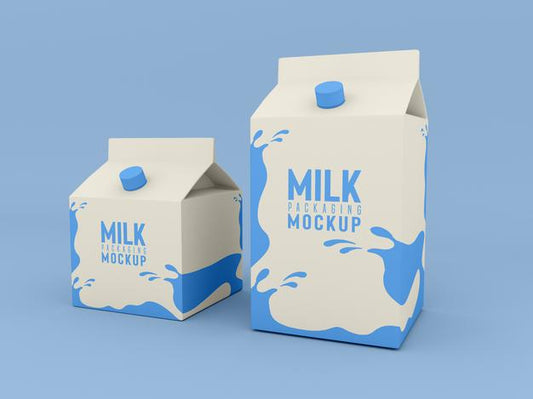 Free Milk Packaging Box Mockup Psd