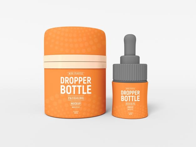 Free Mini Dropper Bottle Packaging Mockup Psd