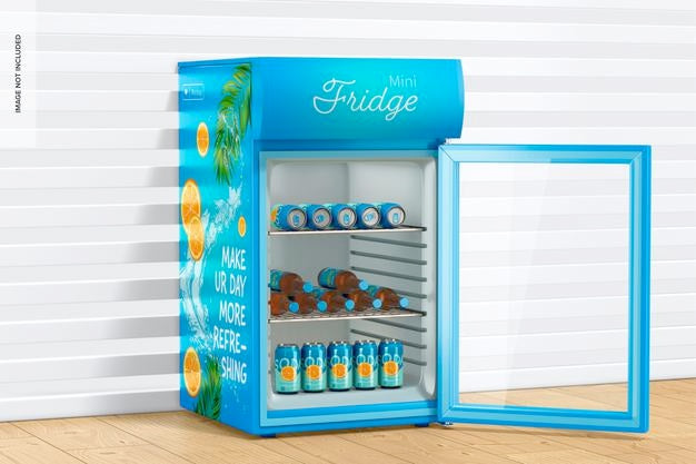 Free Mini Fridge Mockup, Opened Psd