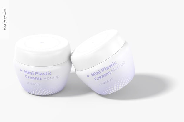 Free Mini Plastic Cream Jars With Lid Mockup Psd