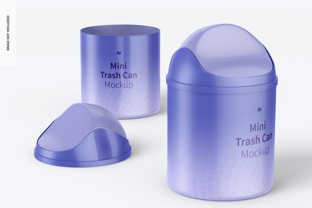 Free Mini Trash Cans Mockup Psd