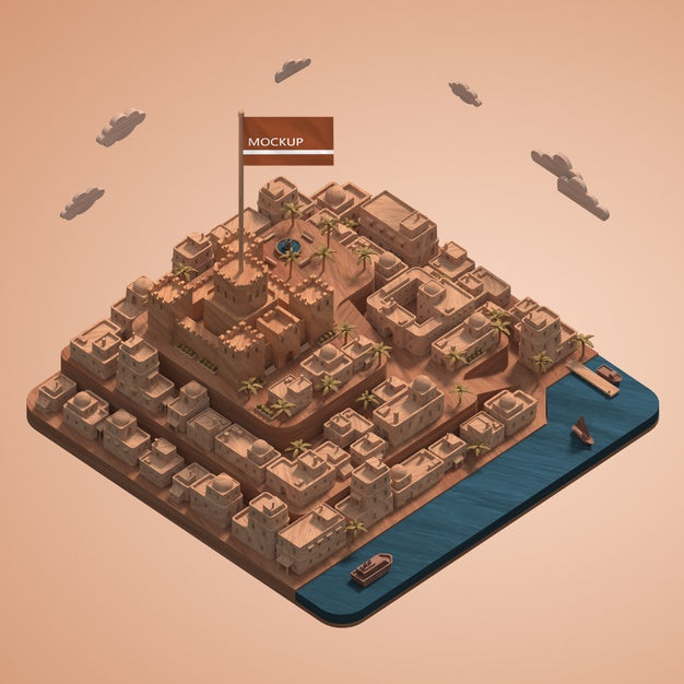 Free Miniature 3D Model Of Cities Buildings Mock-Up Psd