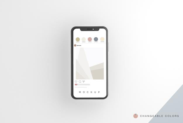 Free Minimal 3D Phone With Rrss Interface Mockup Levitating Psd