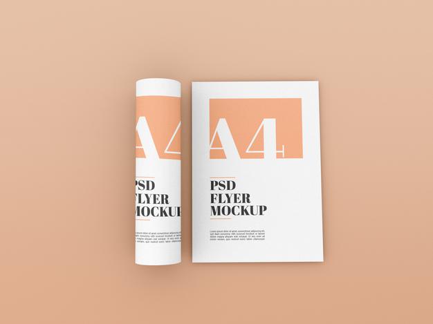 Free Minimal A4 Flyer Mockup Psd