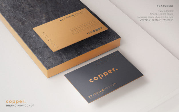 Free Minimal Dark And Copper Business Card Psd Mockup Psd